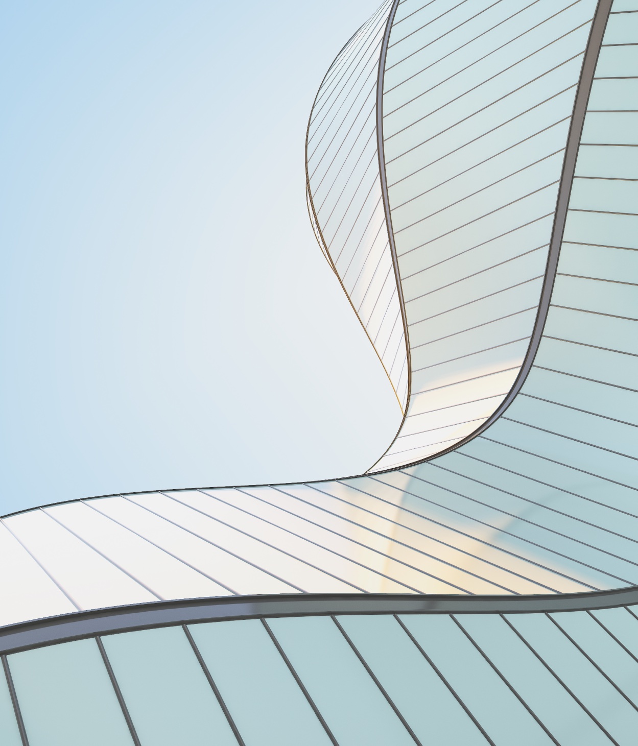 Abstract, wavy office building façade